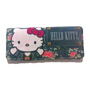 HTF Hello Kitty X Loungefly Denim Long Wallet Floral Studded